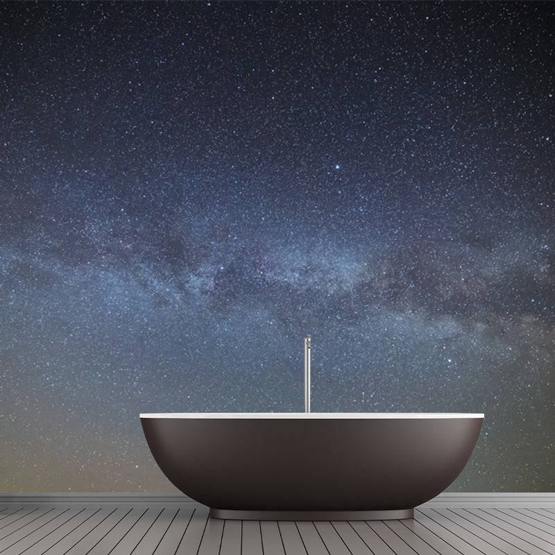 Grey-Blue Milky Way Mural Wallpaper Stain Resistant Modernist Bedroom Wall Decor