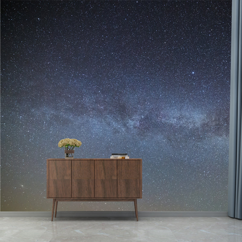 Grey-Blue Milky Way Mural Wallpaper Stain Resistant Modernist Bedroom Wall Decor