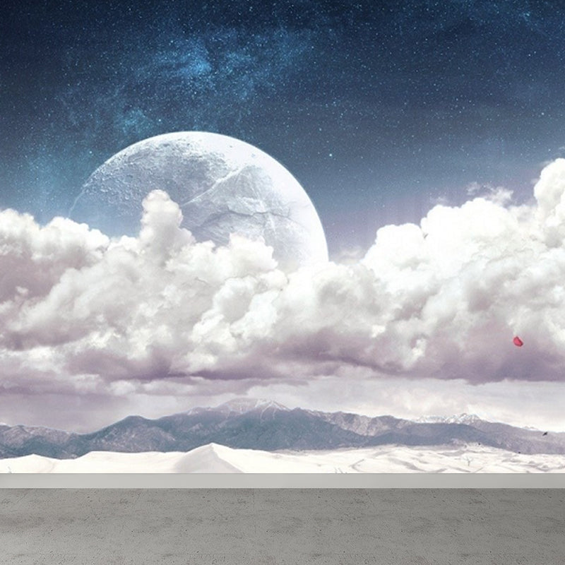 Flying-Cloud Mural Wallpaper for Living Room Sky Scene Wall Covering, Custom Printed