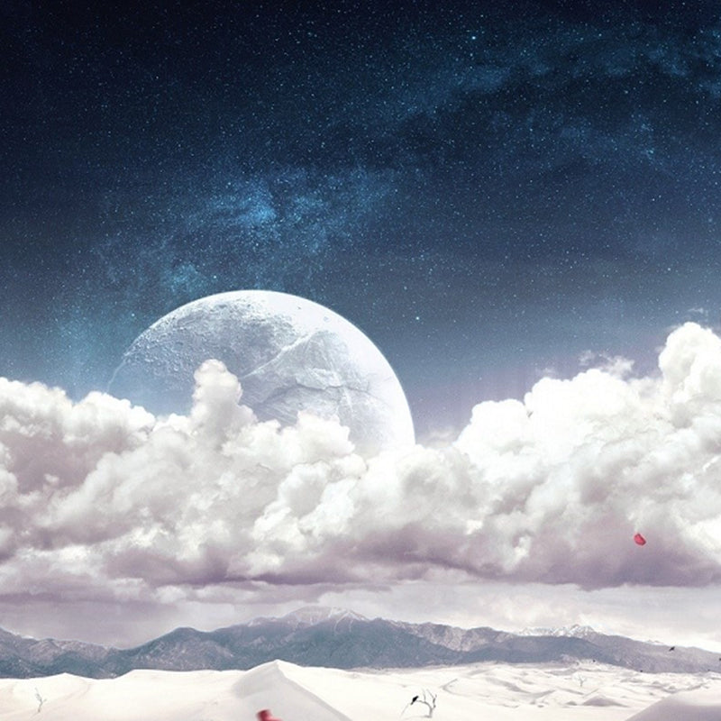 Flying-Cloud Mural Wallpaper for Living Room Sky Scene Wall Covering, Custom Printed