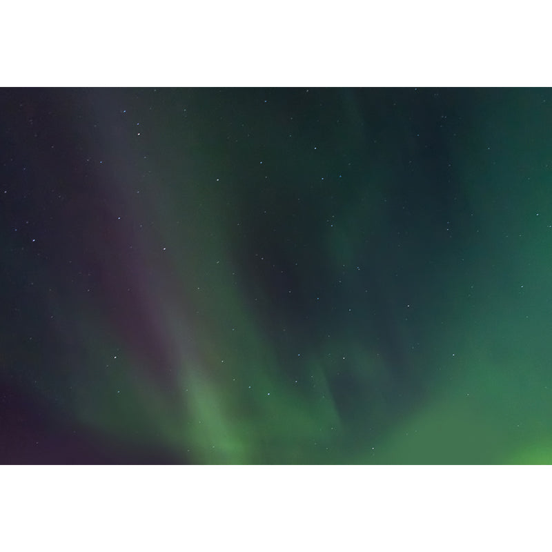 Aurora on Starry Sky Mural in Purple-Green Modernism Wall Covering for Living Room