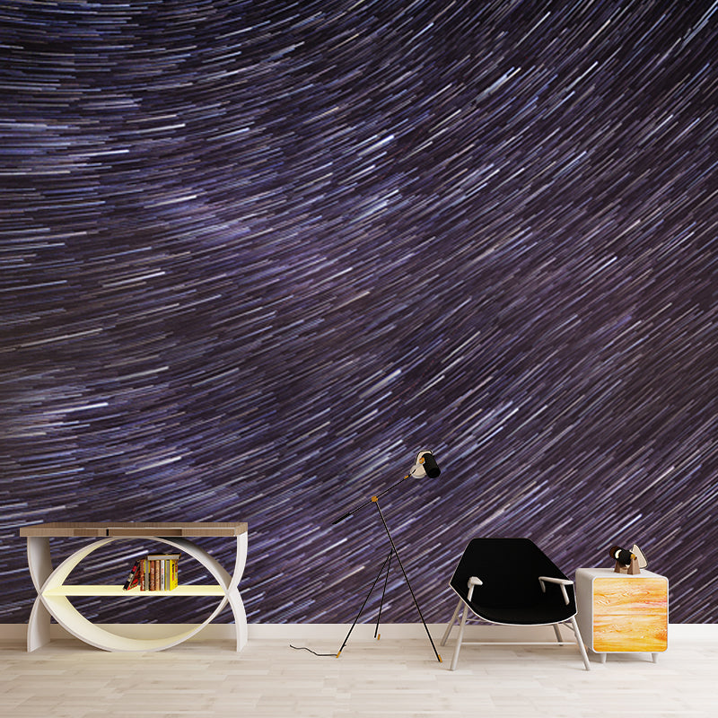 Purple Shooting Stars Wall Mural Water Resistant Wall Decor for Bedroom, Made to Measure