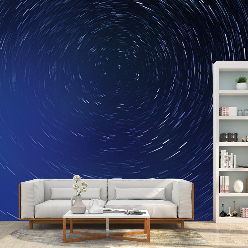 Space Swirl Pattern Wallpaper Mural Modern Smooth Wall Decor in Blue, Non-Woven Made