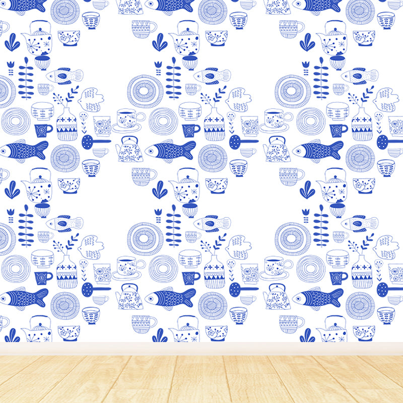 Modern Still Life Mural Decal Light Color Stain-Proofing Wall Decor for Bathroom