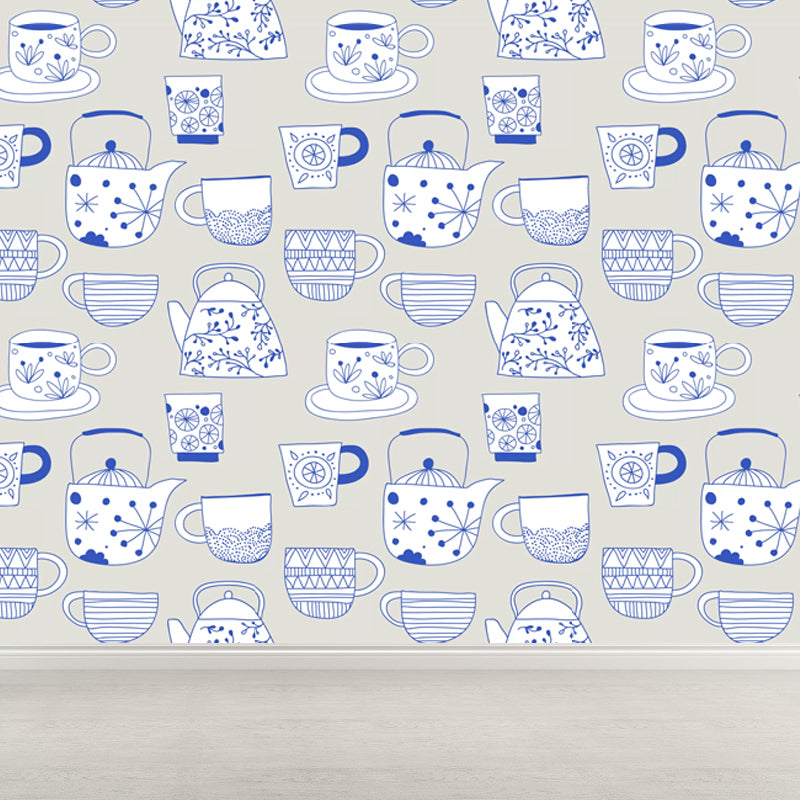 Modern Still Life Mural Decal Light Color Stain-Proofing Wall Decor for Bathroom