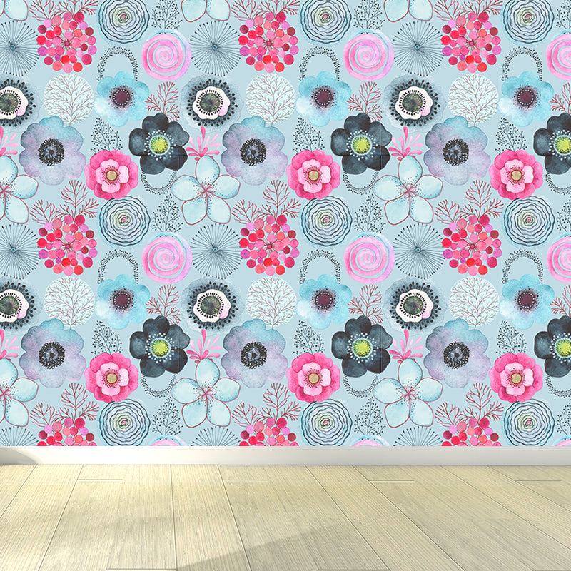 Colorful Flowers Mural Wallpaper Abstract Modern Moisture Resistant Wall Art for Room