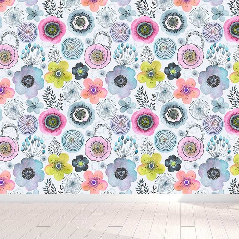 Colorful Flowers Mural Wallpaper Abstract Modern Moisture Resistant Wall Art for Room