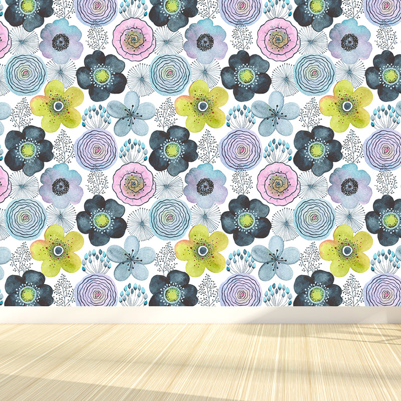 Colorful Flowers Mural Wallpaper Abstract Modern Moisture Resistant Wall Art for Room