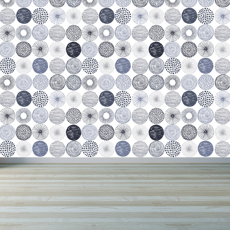 Large Floral Circles Wallpaper Mural Water Resistant Modern Style Bedroom Wall Decor