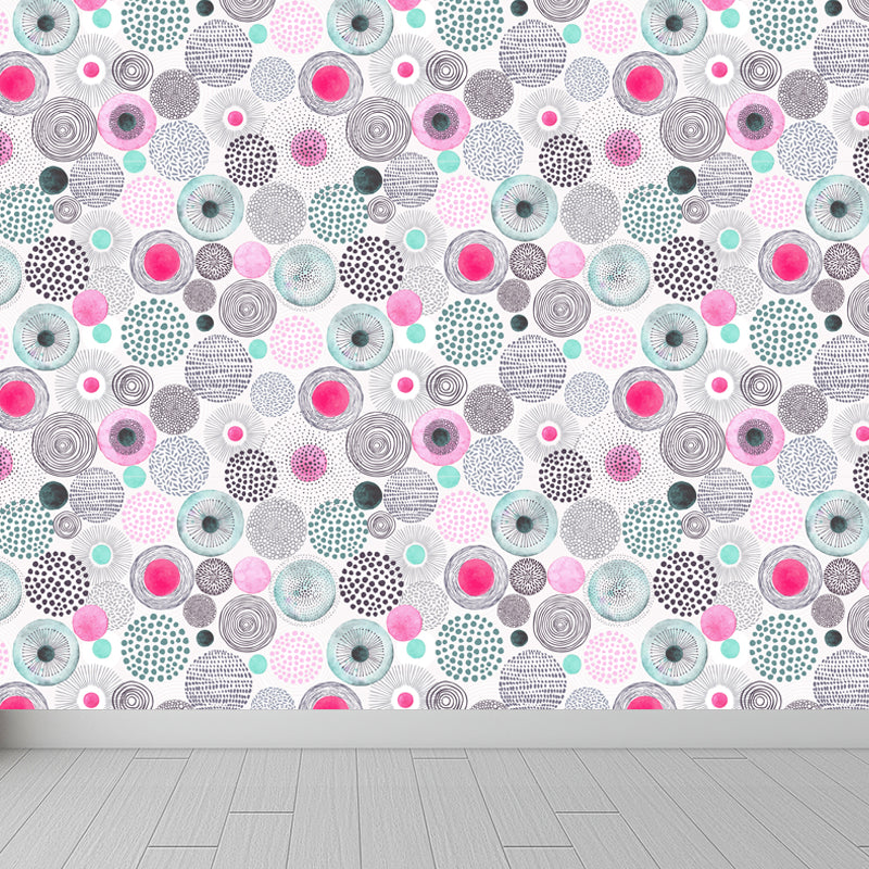 Large Floral Circles Wallpaper Mural Water Resistant Modern Style Bedroom Wall Decor