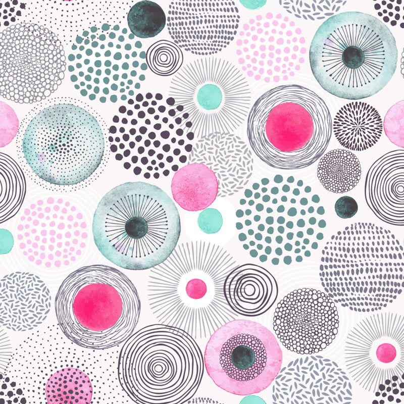 Large Floral Circles Wallpaper Mural Water Resistant Modern Style Bedroom Wall Decor