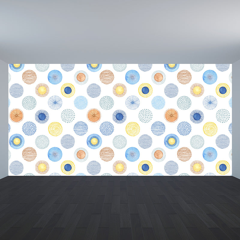 Large Floral Circles Wallpaper Mural Water Resistant Modern Style Bedroom Wall Decor