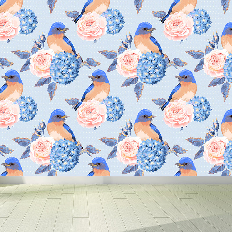 Stylish Rose Blossom Wallpaper Mural Pastel Color Flower Wall Covering for Bedroom