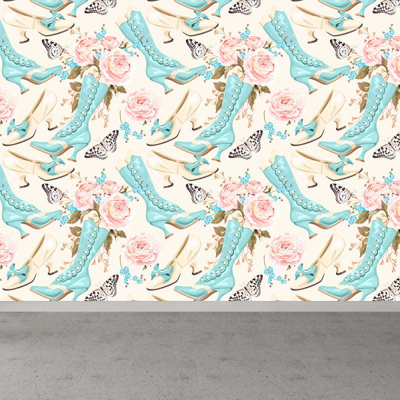 Whole Rose Wall Covering Mural Living Room Flowers Wall Art in Soft Color for Decor