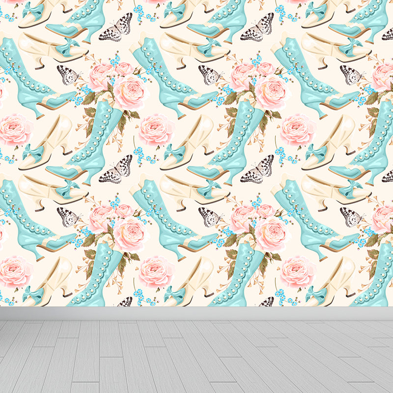 Whole Rose Wall Covering Mural Living Room Flowers Wall Art in Soft Color for Decor