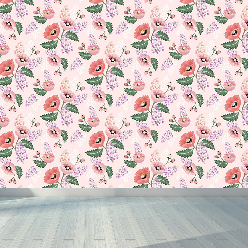 Modern Floral Pattern Mural Wallpaper for Bedroom Personalized Wall Decor in Soft Color