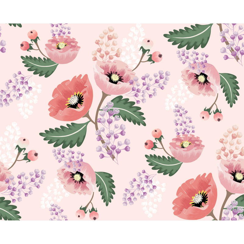 Modern Floral Pattern Mural Wallpaper for Bedroom Personalized Wall Decor in Soft Color