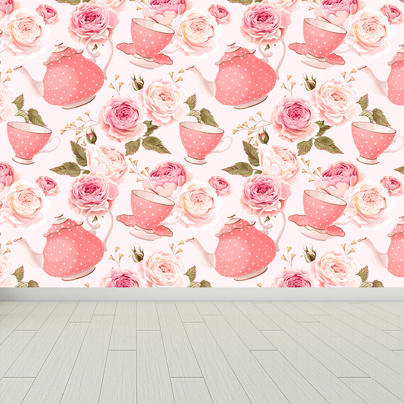 Modern Floral Pattern Mural Wallpaper for Bedroom Personalized Wall Decor in Soft Color