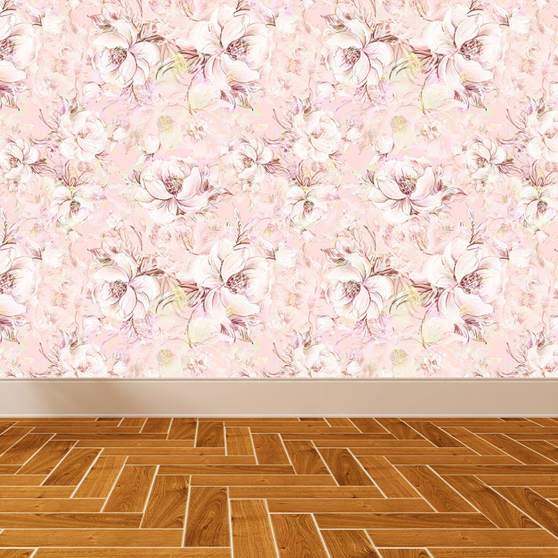 Big Blossom Wallpaper Mural Contemporary Pretty Flowers Wall Covering in Pastel Color