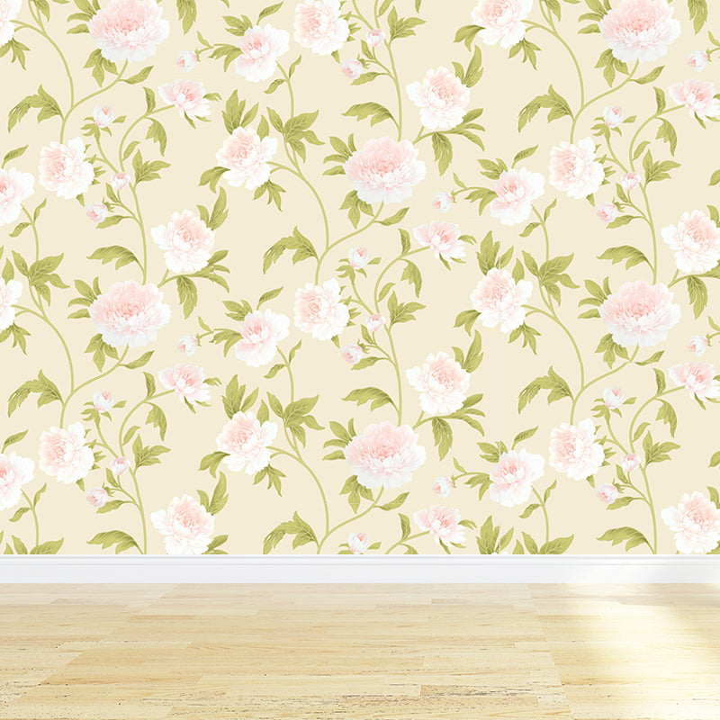 Big Blossom Wallpaper Mural Contemporary Pretty Flowers Wall Covering in Pastel Color