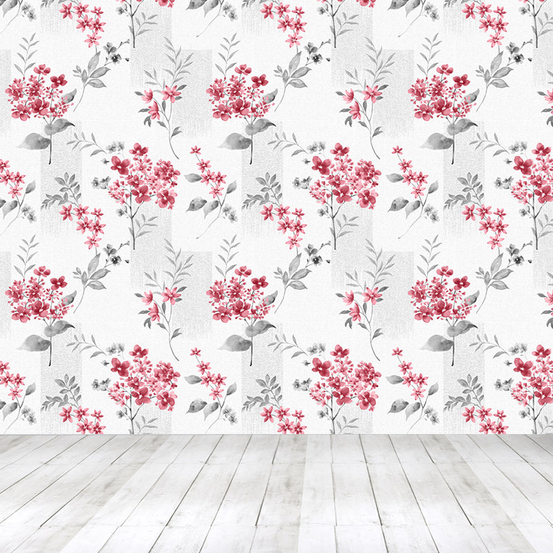 Big Blossom Wallpaper Mural Contemporary Pretty Flowers Wall Covering in Pastel Color