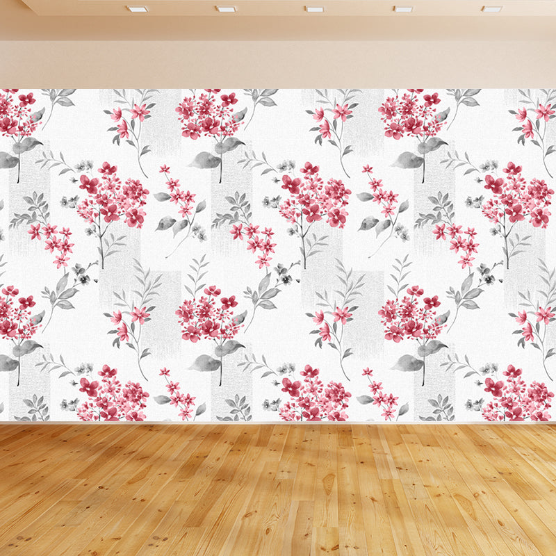Big Blossom Wallpaper Mural Contemporary Pretty Flowers Wall Covering in Pastel Color