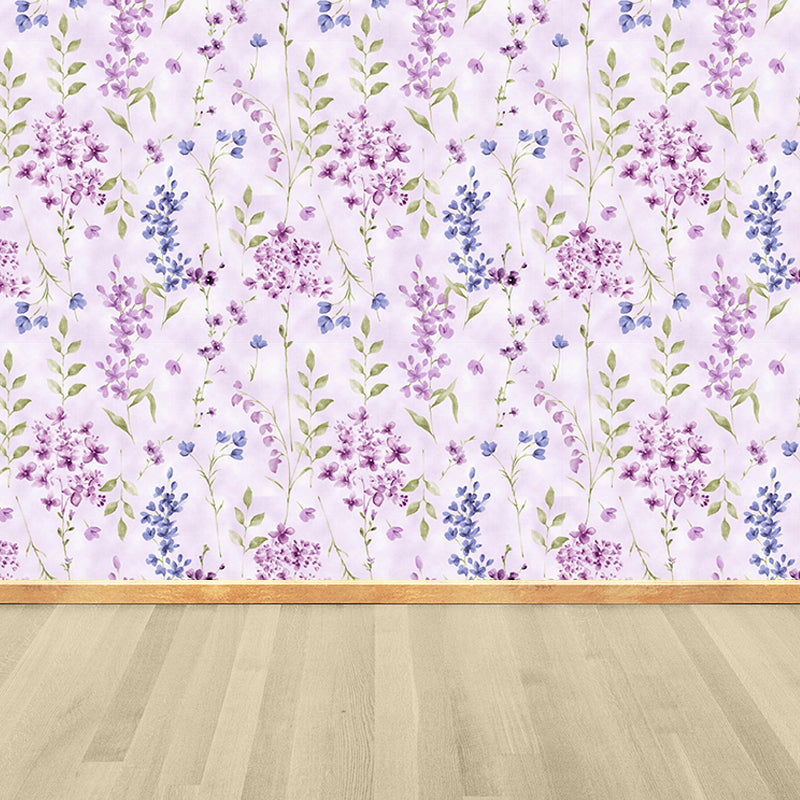 Non-Woven Stain Resistant Mural Modernist Flower Pattern Wall Decor for Living Room