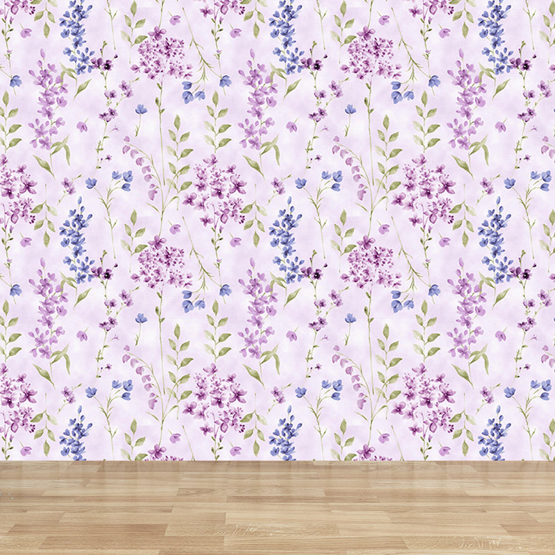 Non-Woven Stain Resistant Mural Modernist Flower Pattern Wall Decor for Living Room