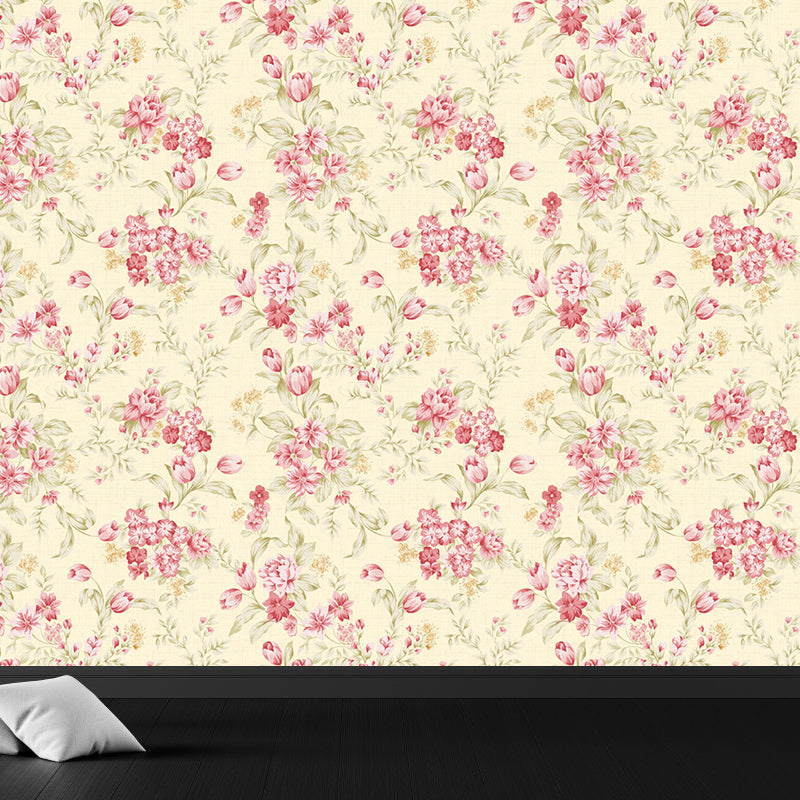 Non-Woven Stain Resistant Mural Modernist Flower Pattern Wall Decor for Living Room