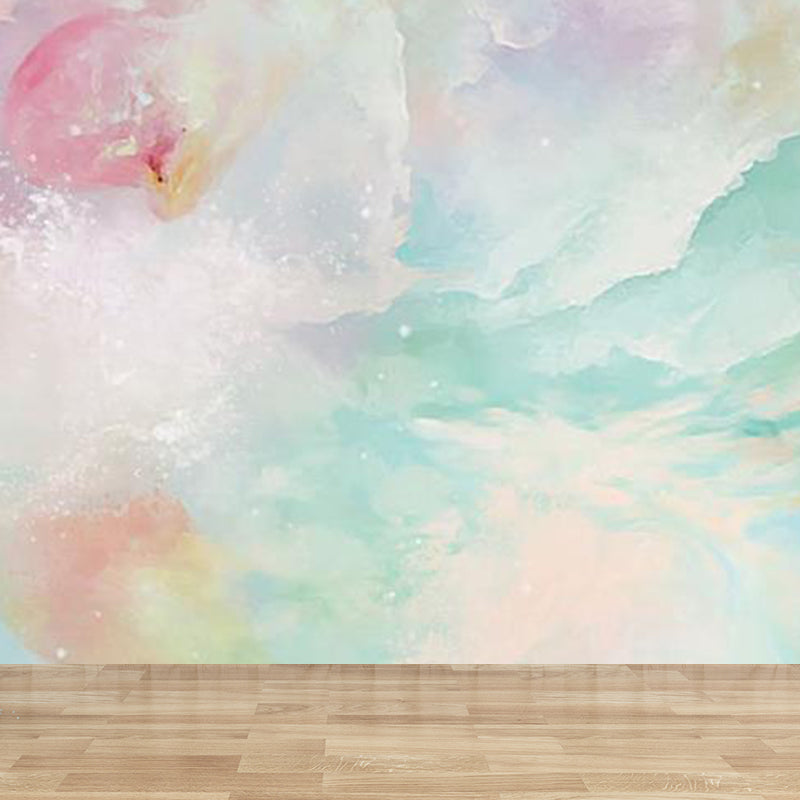 Huge Sky View Mural for Bathroom Natural Landscape Wall Art in Light Color, Stain Resistant