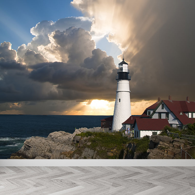 Photography Style Lighthouse Wall Mural Giant Wall Decor for Dining Room, Personalize