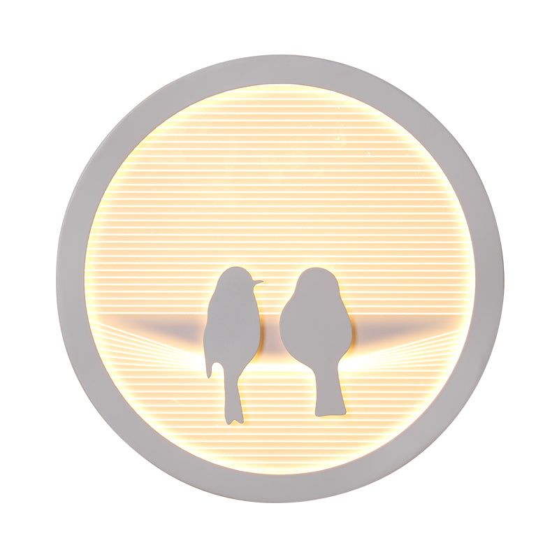 Circular Bedside Surface Wall Spliques A acrílico Led de la pared de la pared de la pared con diseño paraguas/nubes/pájaros en blanco