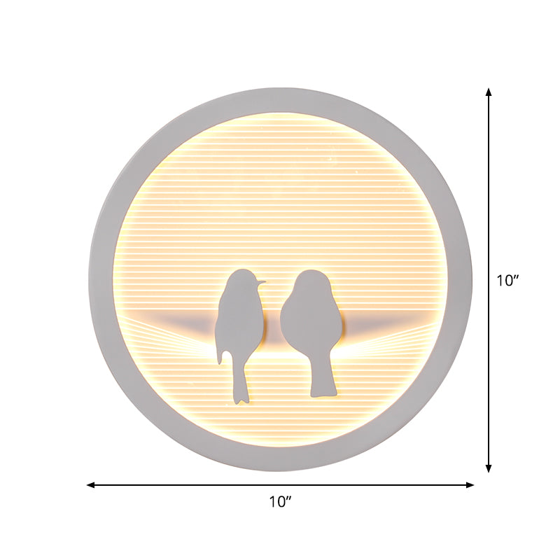 Circular Bedside Surface Wall Spliques A acrílico Led de la pared de la pared de la pared con diseño paraguas/nubes/pájaros en blanco