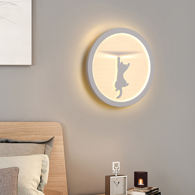 Circular Bedside Surface Wall Spliques A acrílico Led de la pared de la pared de la pared con diseño paraguas/nubes/pájaros en blanco