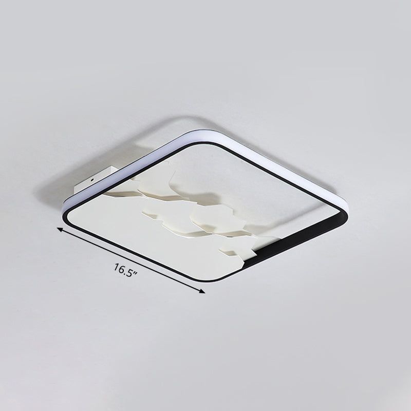 Black Square Frame Flushmount con Crack Design Moderno Acrilico LED Soffitto Illuminazione Fissaggio a Warm / White / Natural Light, 16,5 "/19.5" W
