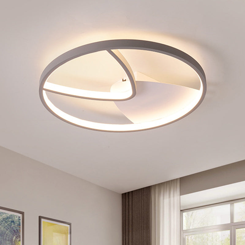 V Shape Metal Ceiling Light Fixture Contemporary Grey LED Flush Mount in Warm/White Light with Silica Gel Diffuser, 16.5"/20.5" W