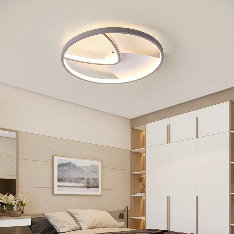 V Shape Metal Ceiling Light Fixture Contemporary Grey LED Flush Mount in Warm/White Light with Silica Gel Diffuser, 16.5"/20.5" W