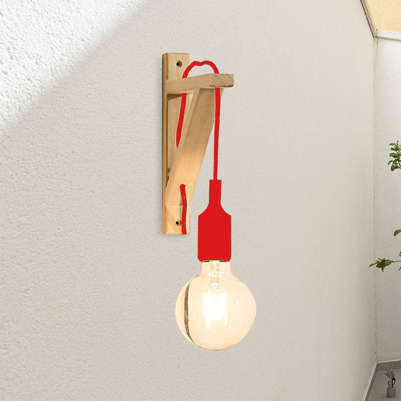 Einzelbelebte mit Lampenmauermontierlampe Schwarz/Grau/rotes Kickel -Gel -Leuchten mit Holzdreiecksklammer