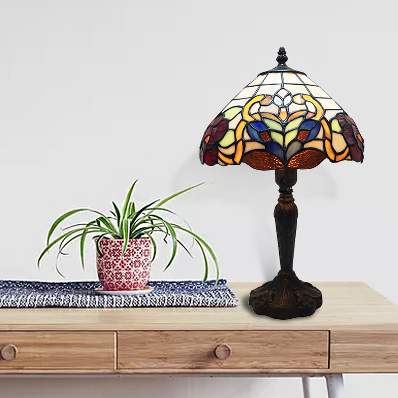 Büro Regenschirmschischtisch Lampe Buntglas 1 Leichte Tiffany Vintage braune Schreibtisch Licht für Cafés Shop