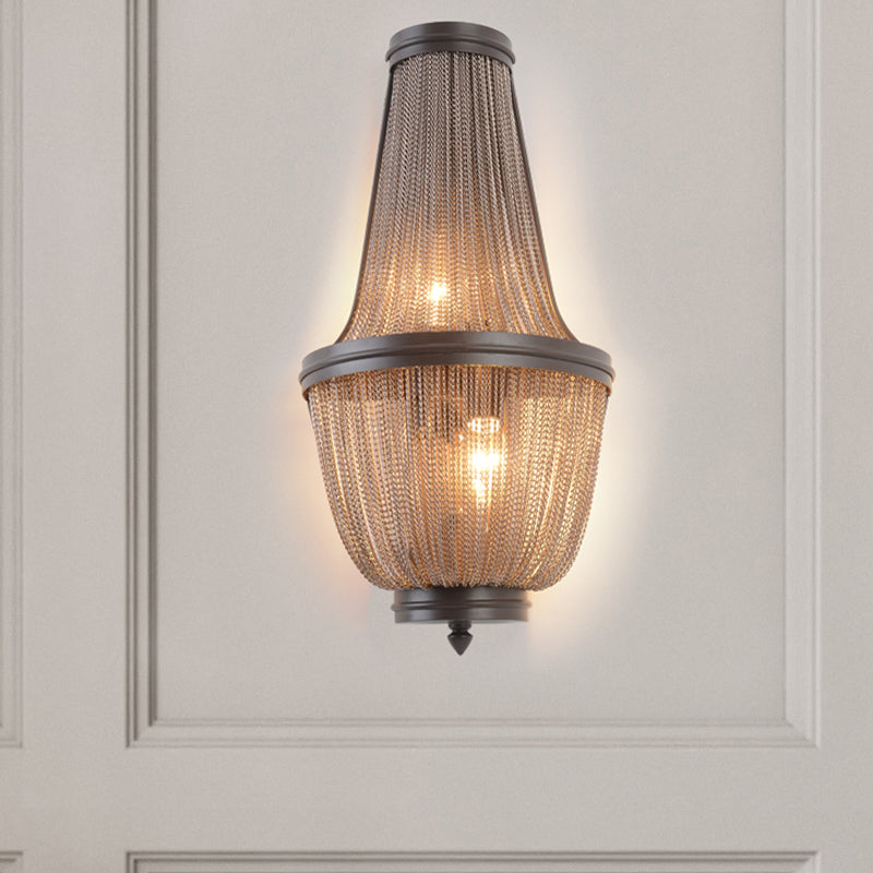 Medina de pared de la superficie de 2 luces Media del siglo Medio Centurio Tassel Condimitador Flequillo de aluminio Flush Medón de pared en café/plata