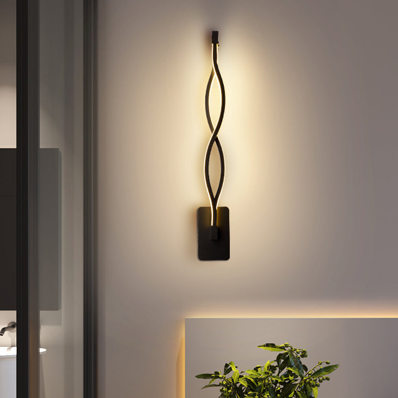 Stranded Stairway Wall Lighting Ideas Metal Minimalism LED Sconce Fixture in Warm/White Light, Black/White