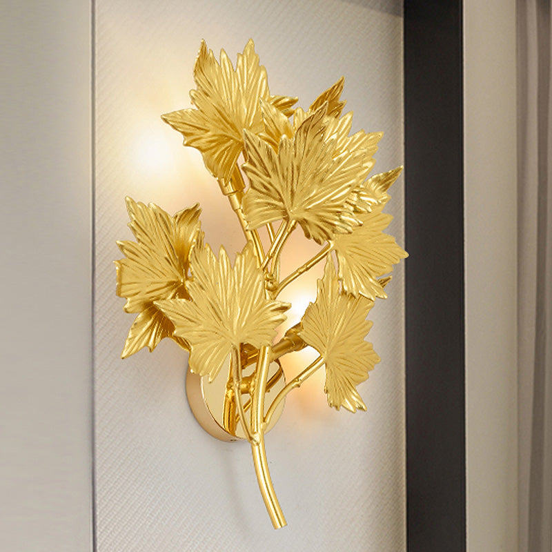 Aluminium Maple Leaf Sronce Luxury Luxury 2/8 têtes LAMPE MUR MUR MURS ROI EN GOL