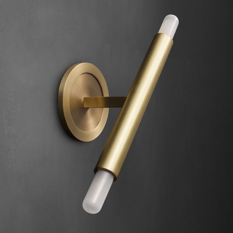 2 Heads Bar Sconce Wall Light Luxury Gold Metal Wall Mounted Lighting with Straight Arm for Bedroom