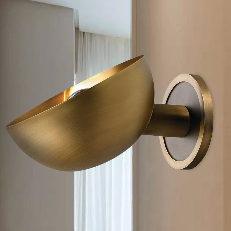 Dome Shade Metal Wall Lamp Colonialism 1 Bulbe Living Room Mur Mall Gince Lightture in Gold