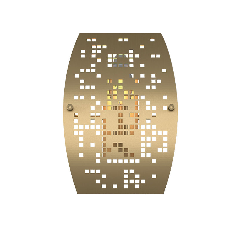 Gebogen paneel metalen wandlicht kolonialist 1 lichte woonkamer sconce lamp in goud met uitsparingsontwerp