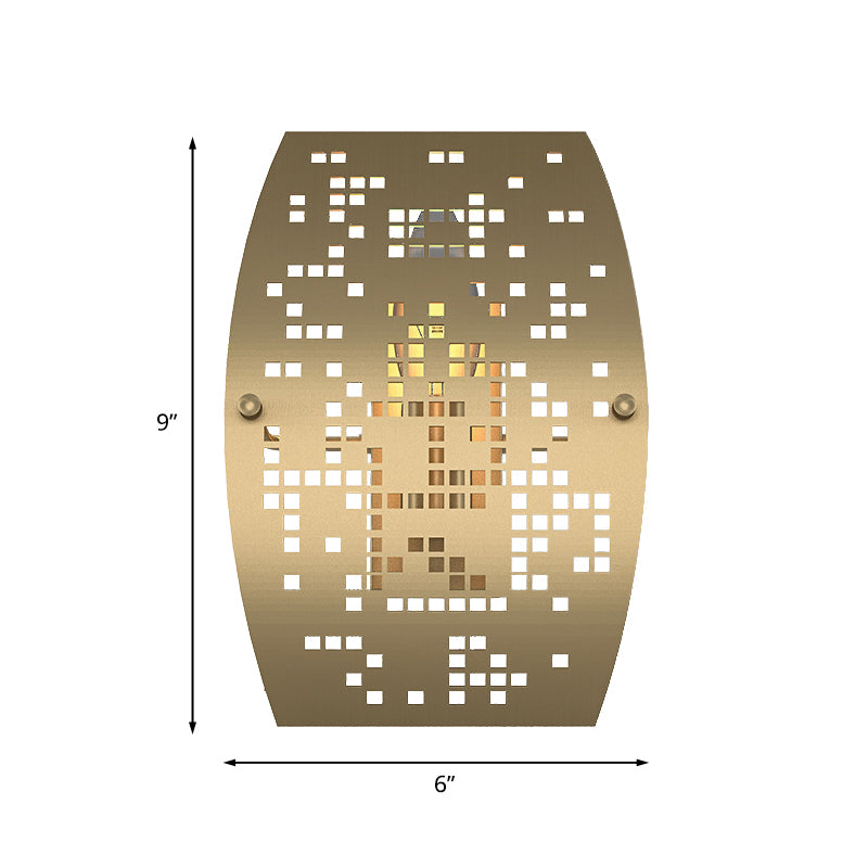 Gebogen paneel metalen wandlicht kolonialist 1 lichte woonkamer sconce lamp in goud met uitsparingsontwerp