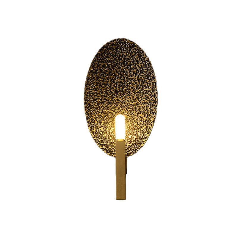 Metal Gold Wall Lighting Fixture Elliptical 1-Head Luxurious Sconce Wall Light with Bare Bulb Design