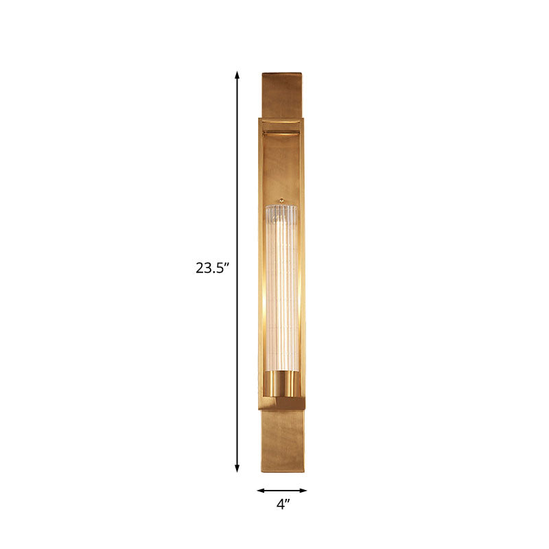 Metalen rechthoek wand SCONCE verlichting Luxe 1-bol woonkamer wandlicht in goud met cilinder heldere glazen schaduw