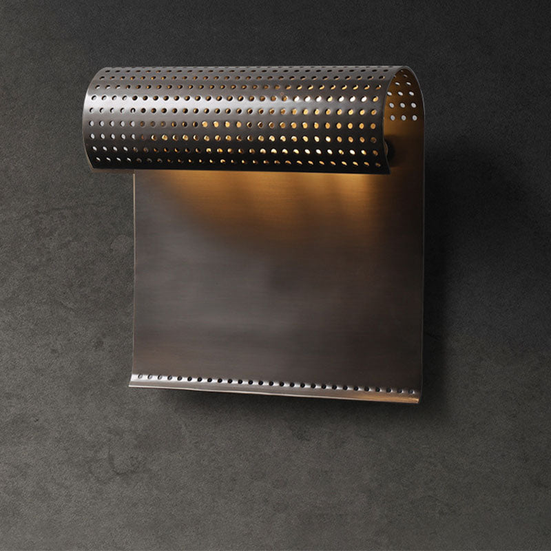 Funzione da parete in metallo 1-bulbina Light Black/Gold Roll Living Lampara del soggiorno con design ritagliato