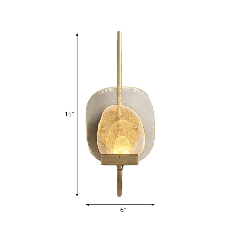 Geometric Clear Glass Wall Light Colonialist 1-Head Bedroom Wall Sconce Lighting Fixture in Gold